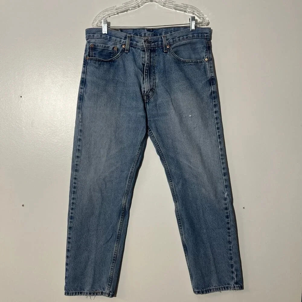 Levis 505 Regular Fit Straight‎ Leg Blue Denim Jeans Mens 36x30 Medium Wash